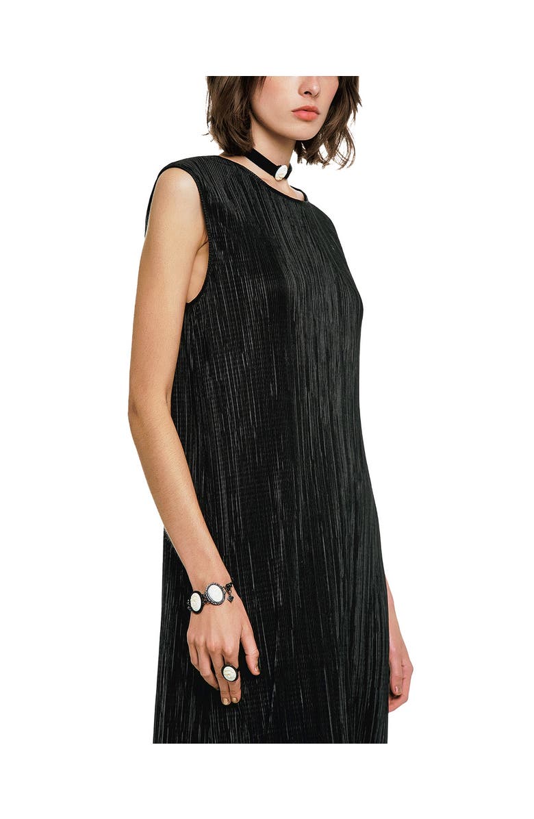Anna Sui Plisse Sleeveless Maxi Dress, Alternate, color, Black