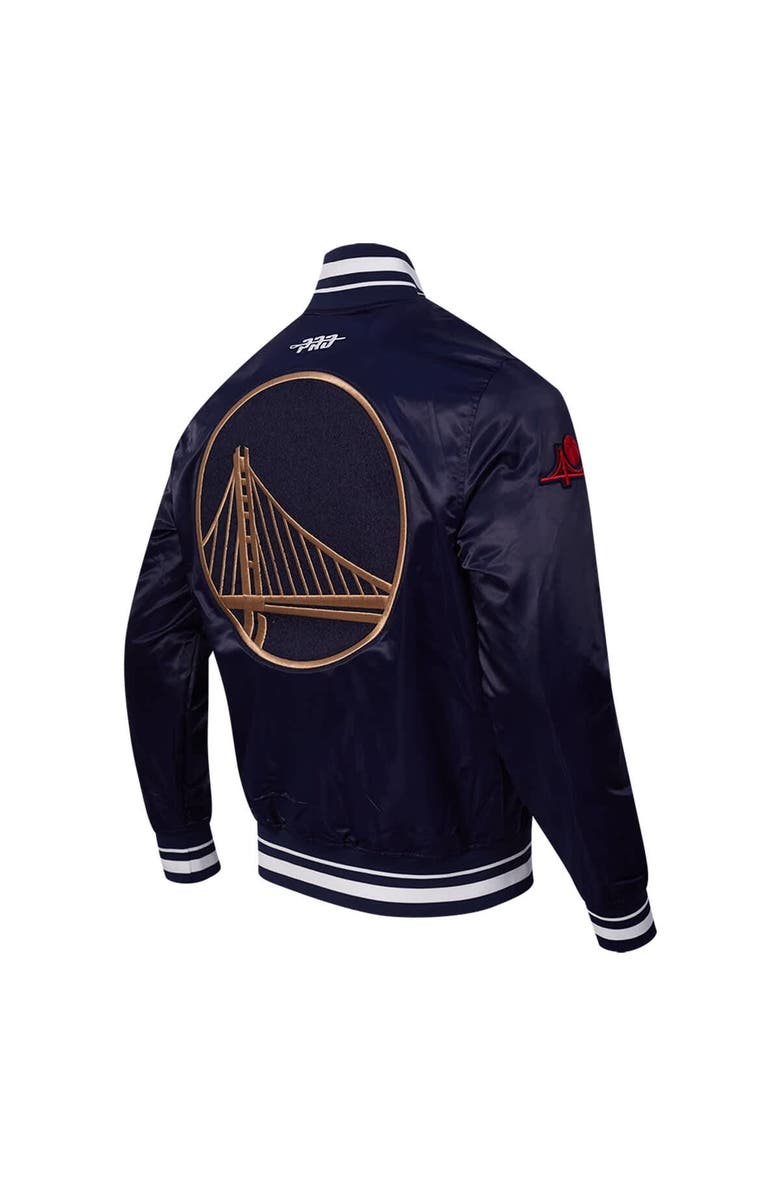 PRO STANDARD Men's Pro Standard Navy Golden State Warriors 2024/25 City Edition Chenille Satin Full-Snap Jacket, Alternate, color, 