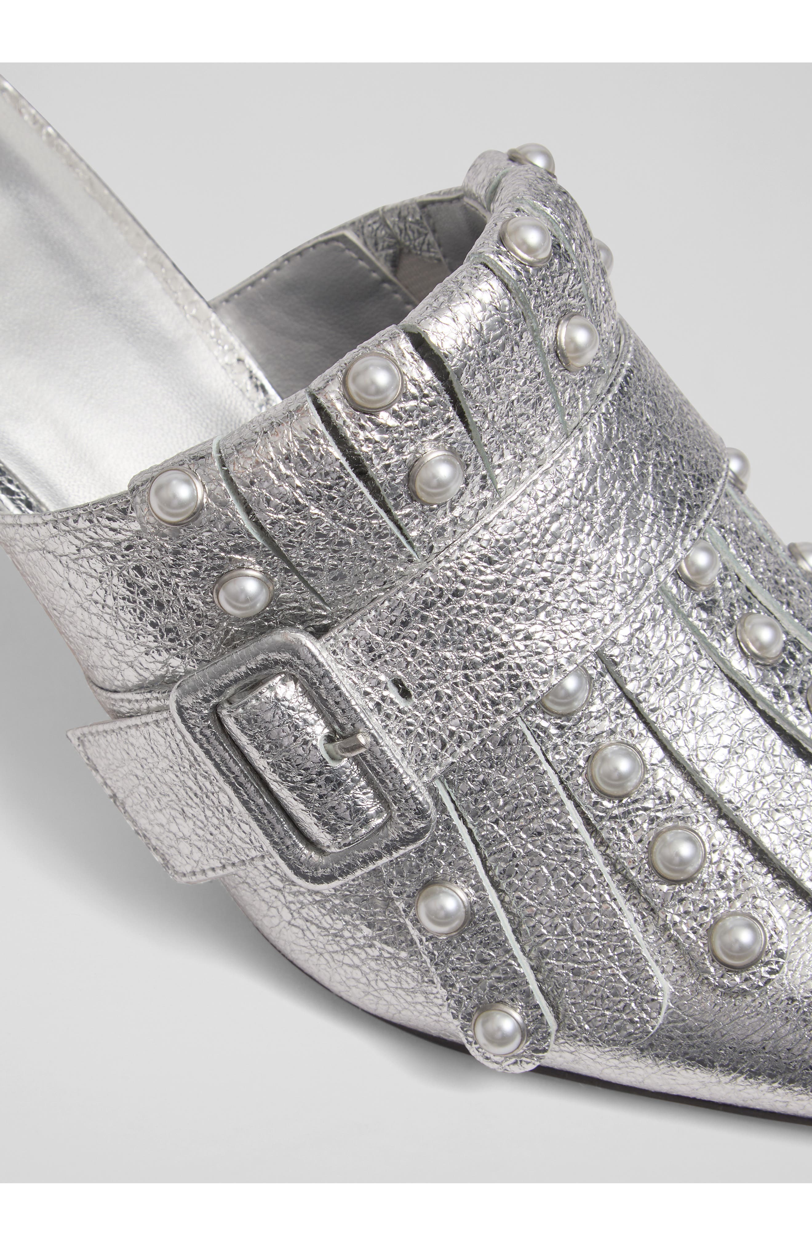 LK Bennett Studded Mule, Alternate, color, Silver