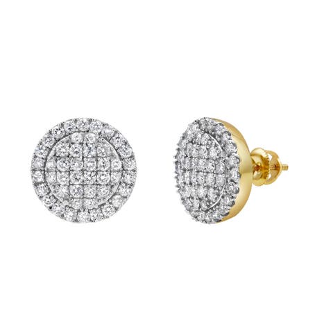 14K Gold Circle Diamond Vanity outlets Studs Earrings For Women