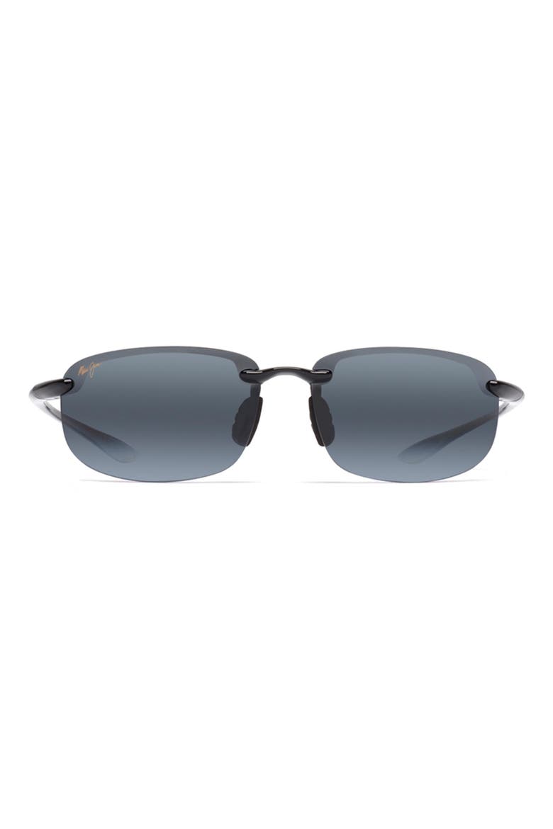 Ho'okipa PolarizedPlus®2 64mm Rectangle Sunglasses, Main, color, BLACK