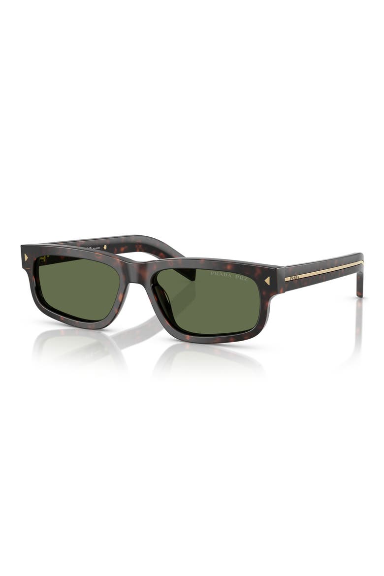 57mm Polarized Rectangular Sunglasses, Alternate, color, BROWN TORTOISE