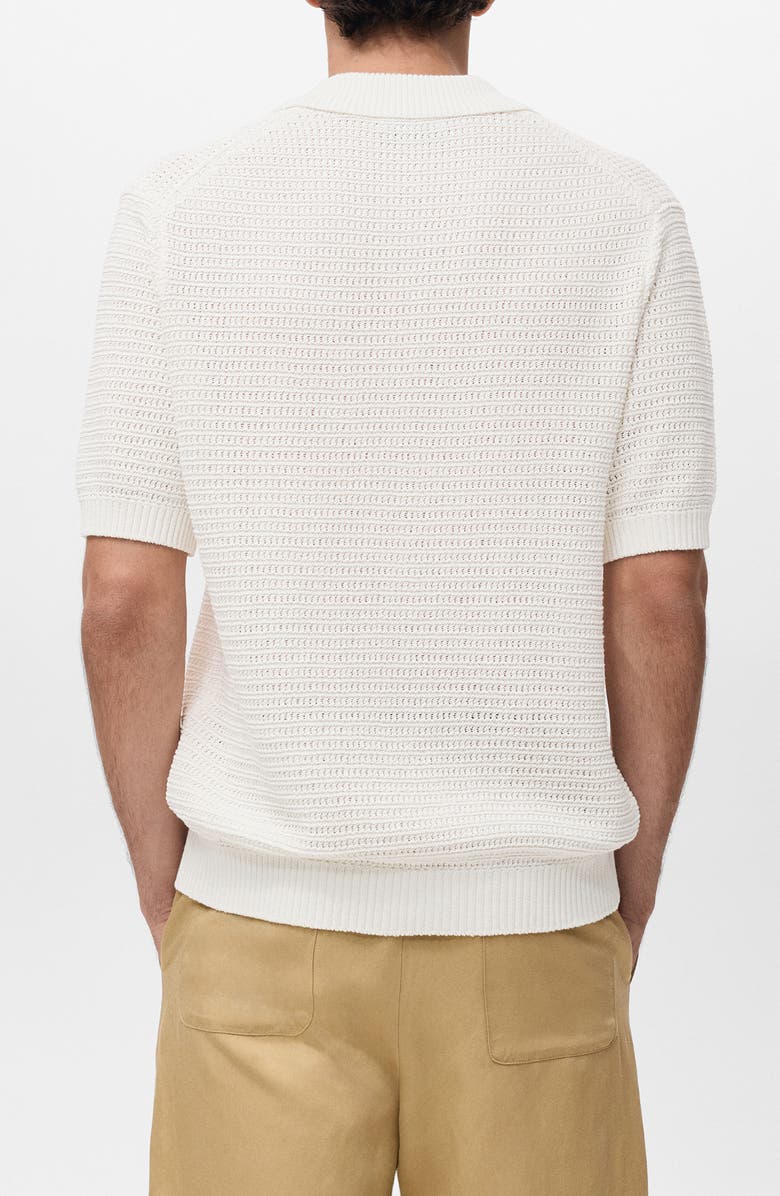 MANGO Short Sleeve Knit Button-Up Shirt, Alternate, color, Off White