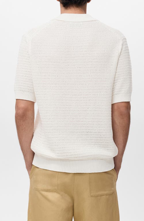 Mango Short Sleeve Knit Button-up Shirt In White