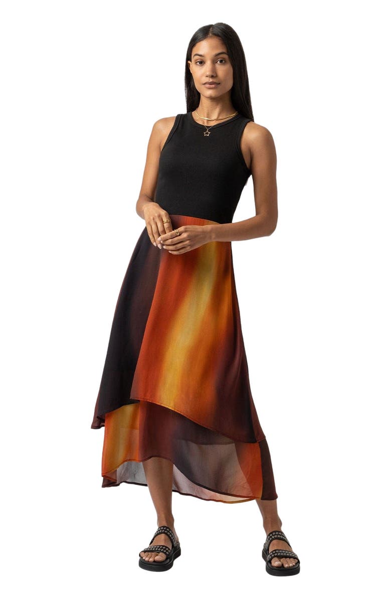 Saint + Sofia Etta Layered Dress, Main, color, Amber