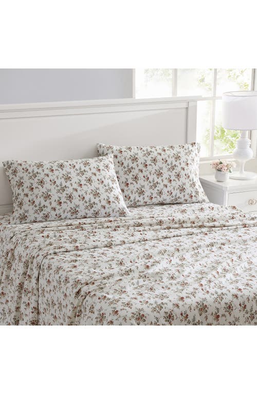 LAURA ASHLEY LAURA ASHLEY LE FLEUR COTTON FLANNEL SHEET SET