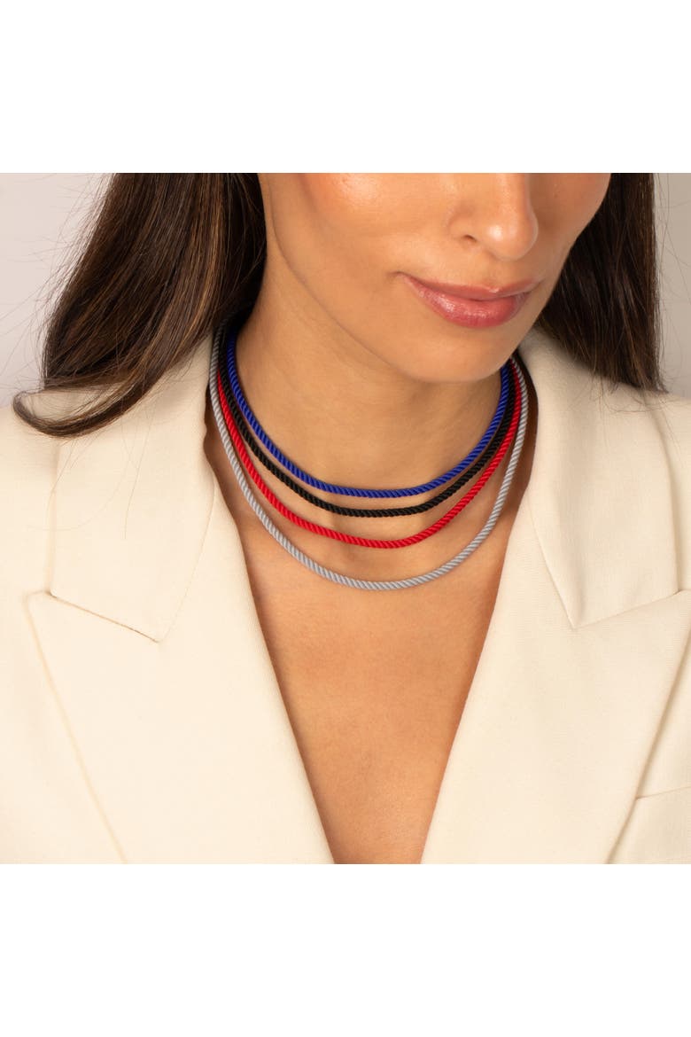 Colored Twisted Cotton Rope Necklace, Alternate, color, Black
