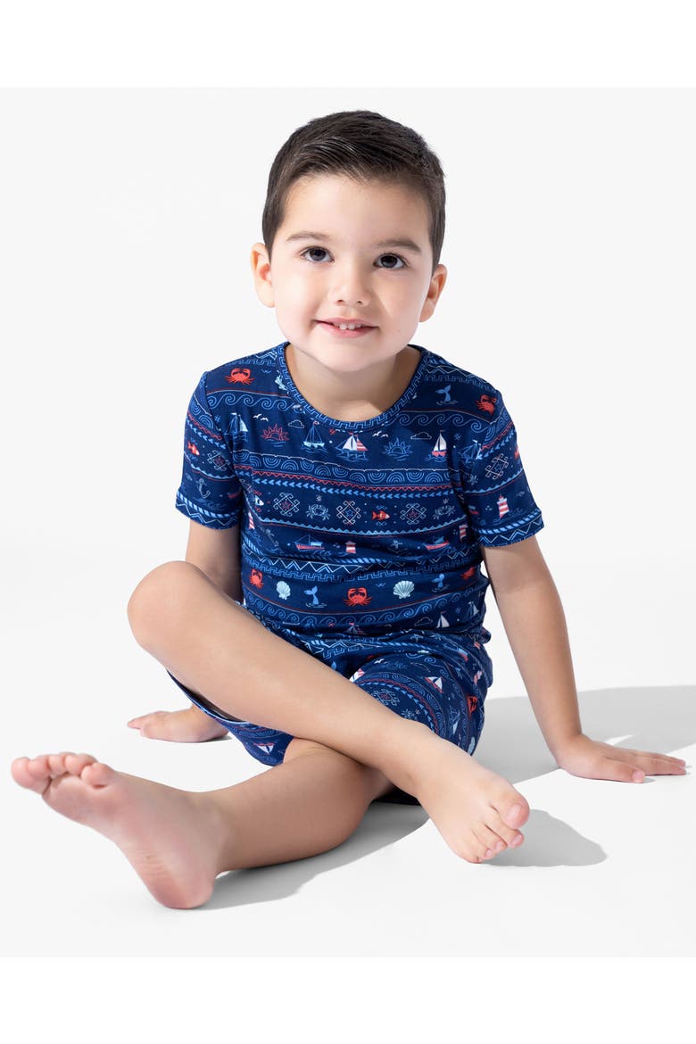Sail Away Fair Isle Kids 2-Piece Short Sleeve & Shorts Pajama Set, Alternate, color, Sail Away Fair Isle
