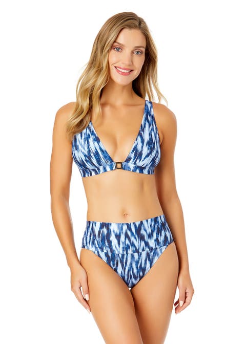 Women's Shibori Geo Ring Plunge Triangle Bikini Swim Top