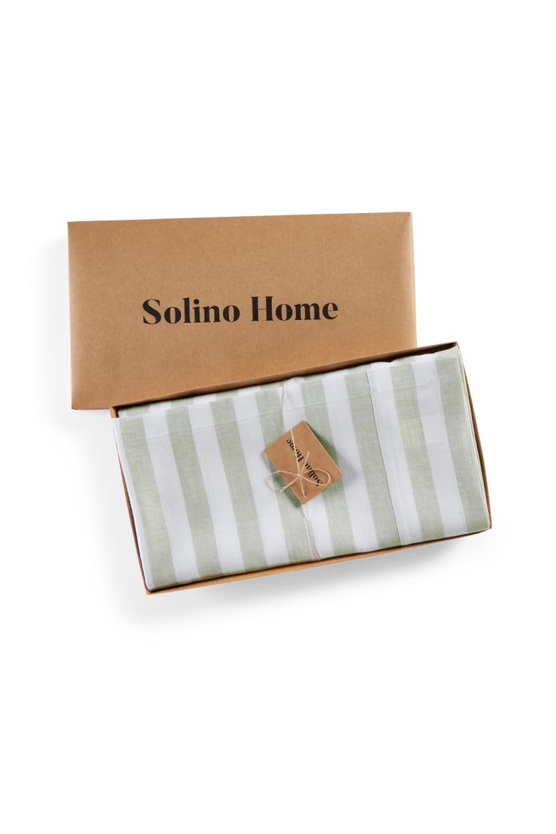 Linen Tablecloth - Sorrento Stripe, Alternate, color, Sage and White