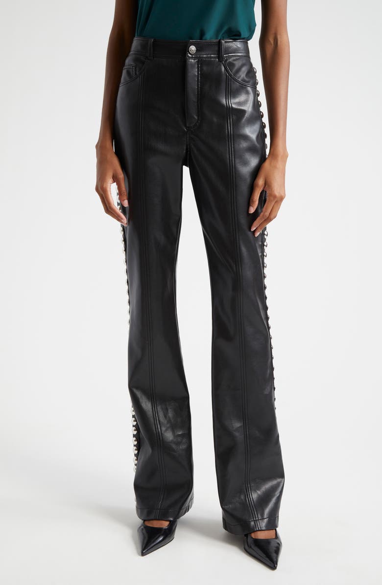Cinq à Sept Shailene Stud Detail Faux Leather Pants, Main, color, 