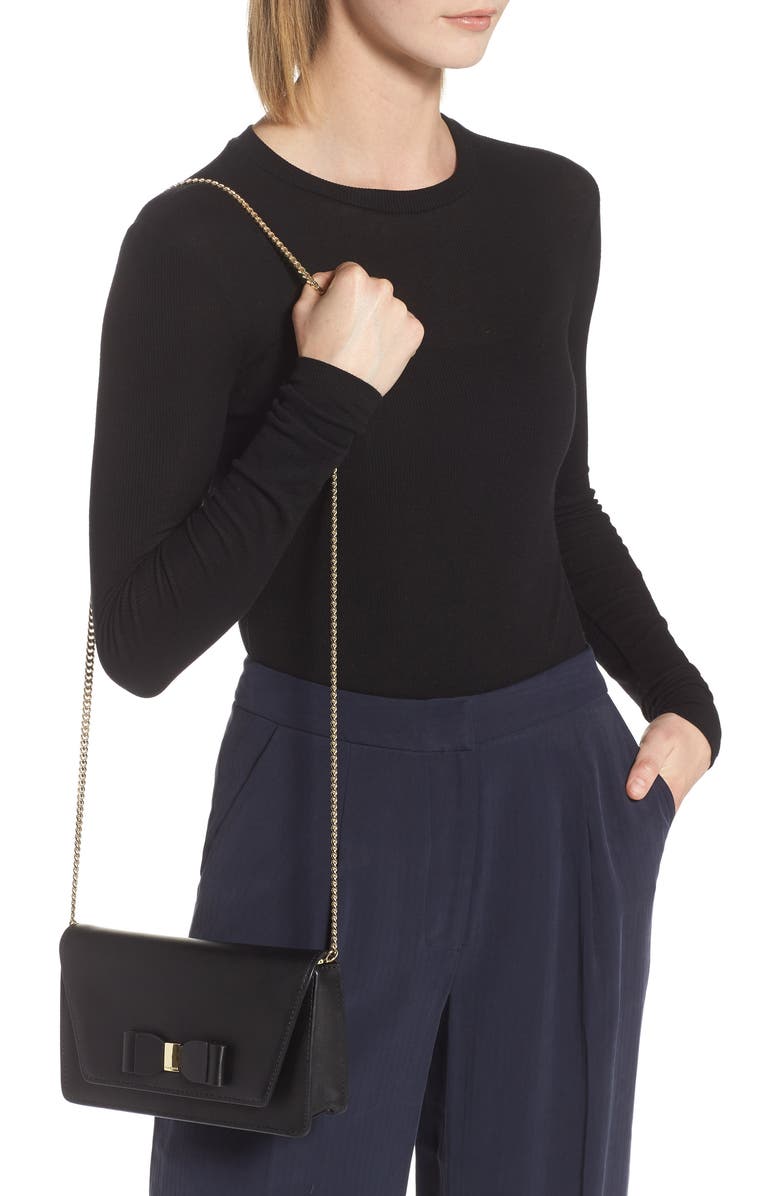 Ted Baker London Keeiira Bow Leather Evening Bag, Alternate, color,