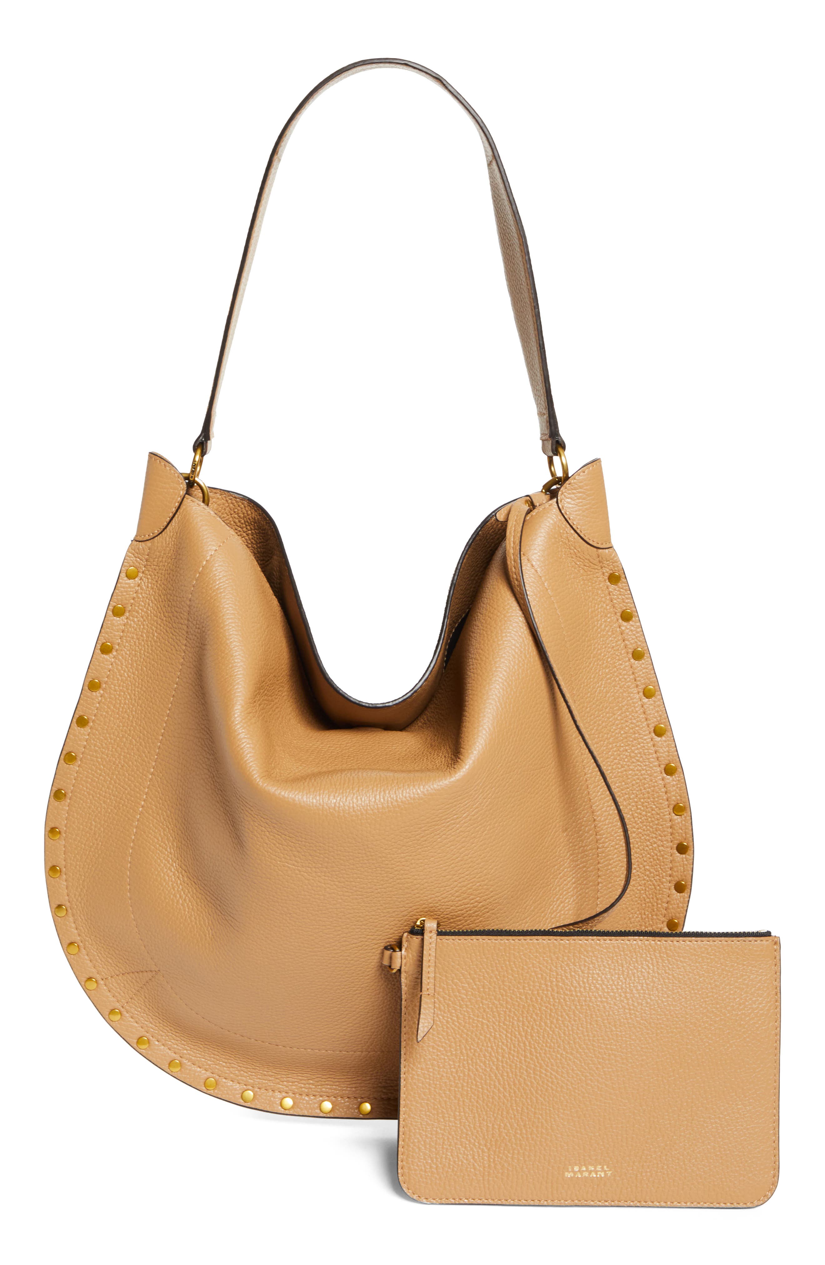 Isabel Marant Oskan Soft Leather Hobo Bag, Alternate, color, Cappuccino