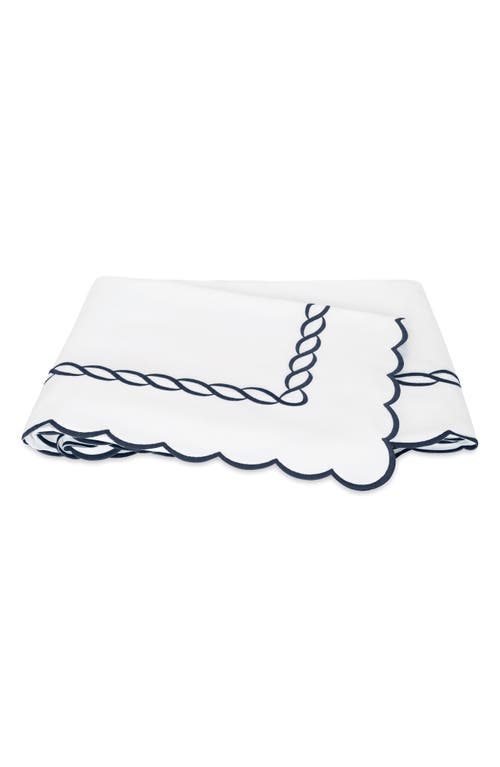 Matouk Classic Chain Scallop 600 Thread Count Flat Sheet In Navy