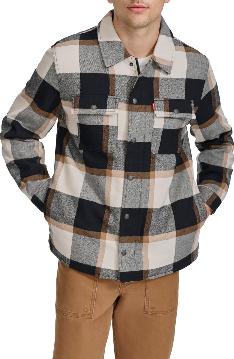 Levi's Quilt Lined Cotton Shacket, Main, color, Black/ Caramel