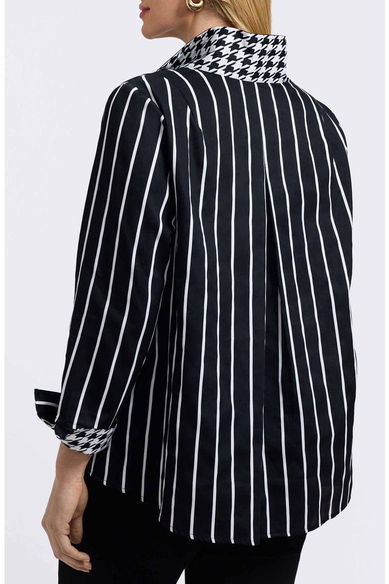 Agnes Stripe Three-Quarter Sleeve Popover Top, Alternate, color, BLACK/ WHITE