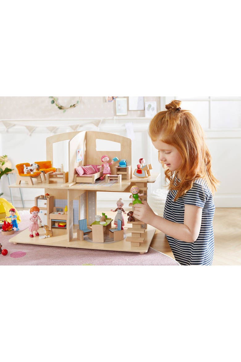 Little Friends Dollhouse Town Villa with 10 Pieces of Furniture, Alternate, color, MULTI