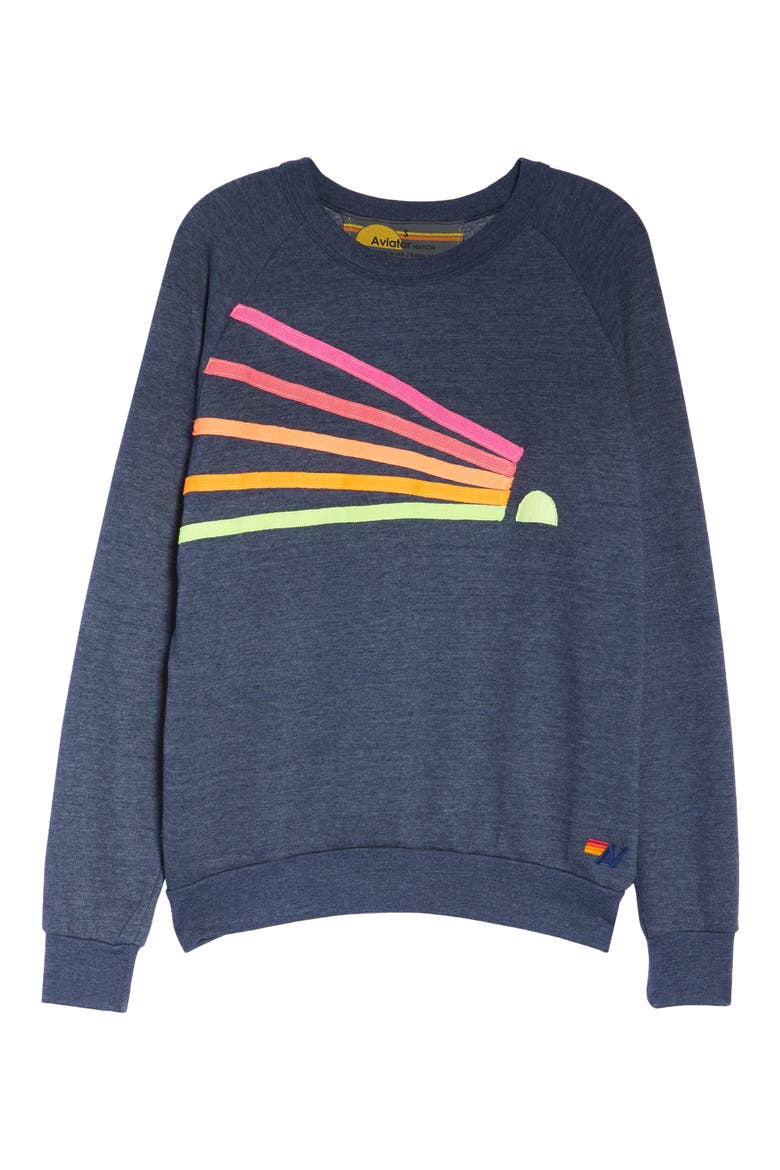 Daydream Sweatshirt, Alternate, color, HEATHER NAVY/ NEON