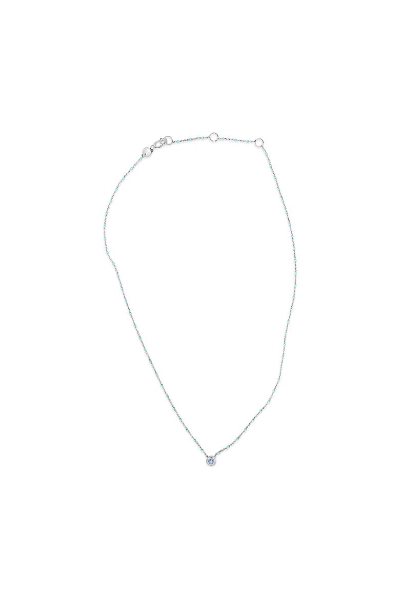 Sterling Silver Bezel Set Light Blue Aquamarine and Enamel Bead Chain Necklace, Alternate, color, Silver