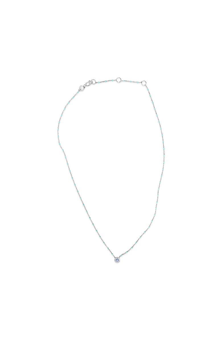 Haus of Brilliance Sterling Silver Bezel Set Light Blue Aquamarine and Enamel Bead Chain Necklace, Alternate, color, Silver