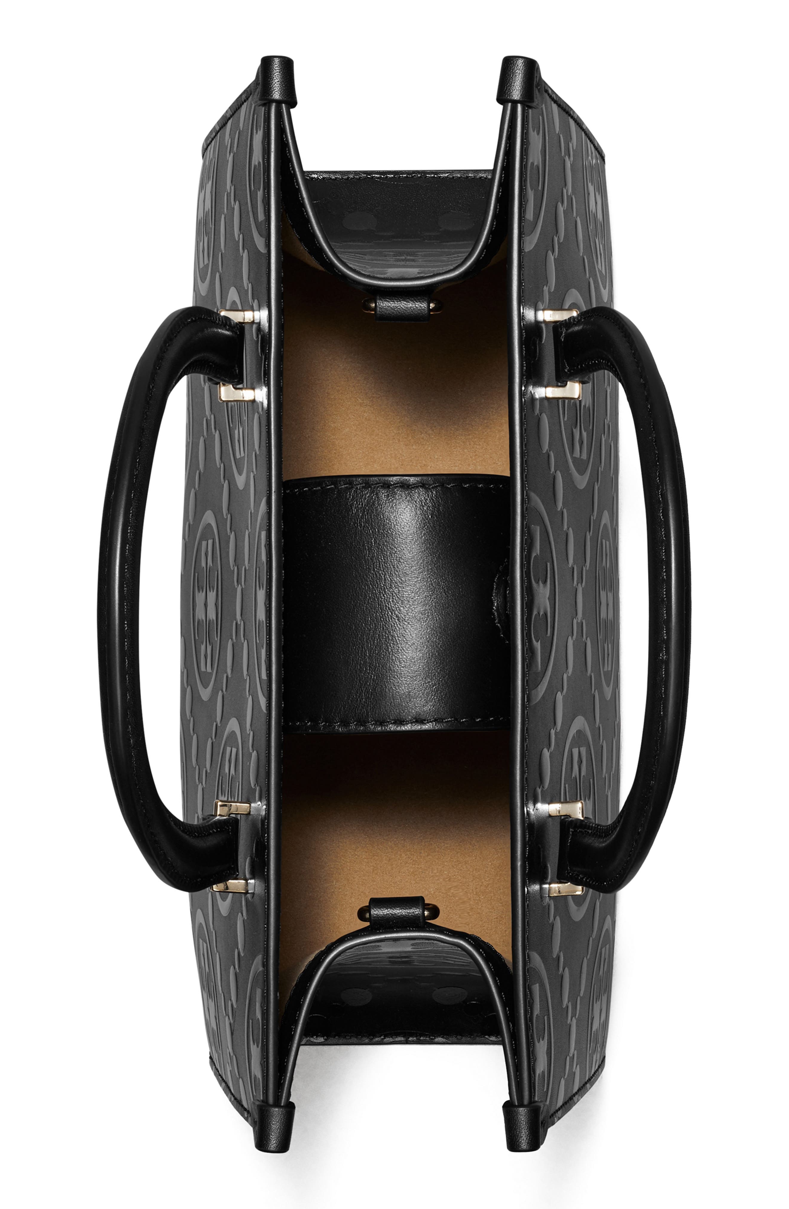 Tory Burch T Monogram Embossed Jacquard Square Tote, Alternate, color, Black