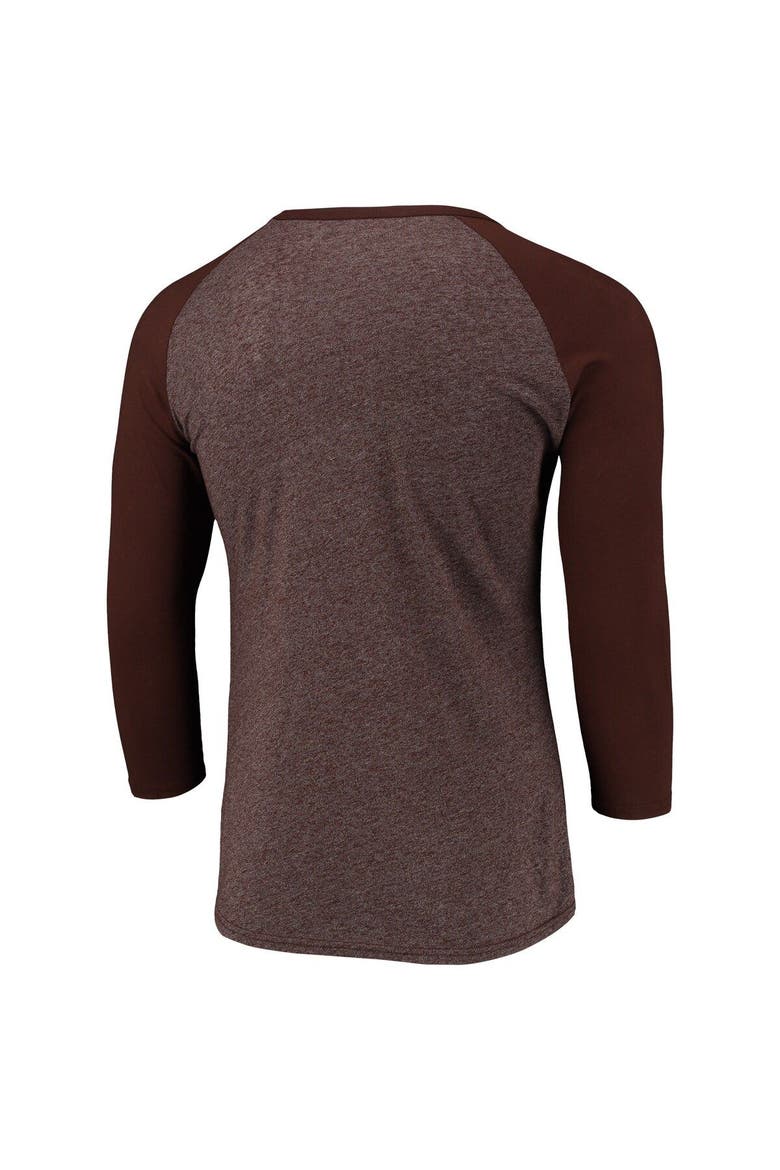 Men's Fanatics Branded Heathered Brown Cleveland Browns Pastime Raglan 3/4-Sleeve T-Shirt, Alternate, color, Brown
