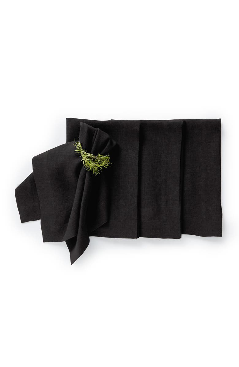 Solino Home Linen Dinner Napkins - Sonoma, 20" x 20" Inch, Main, color, Black