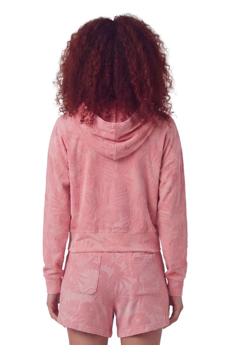 Womens Cropped Terry Toweling Zip Hoodie, Alternate, color, CORAL