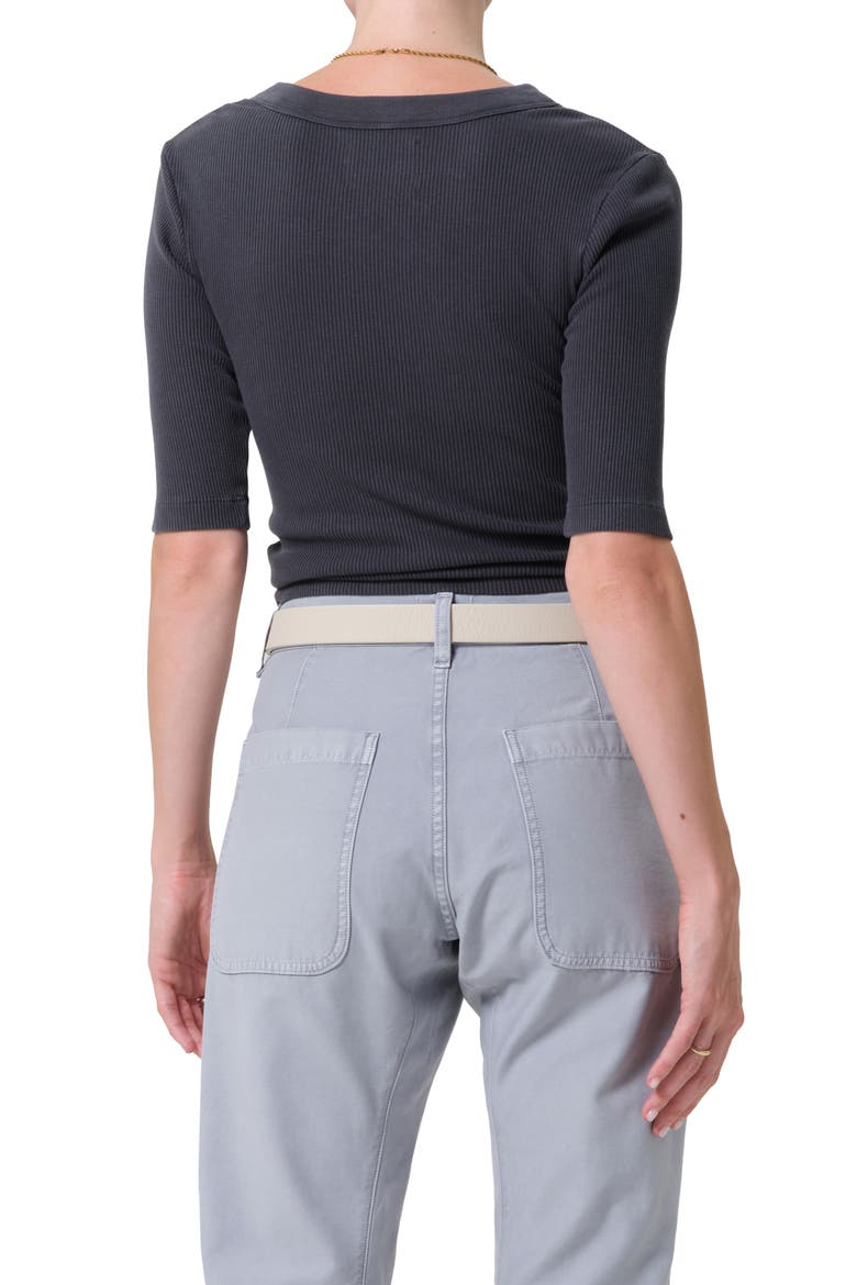 Nali Mineral Wash Elbow Sleeve Henley, Alternate, color, CHARCOAL MINERAL