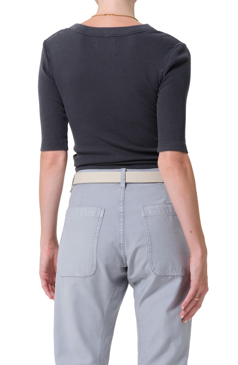 Citizens of Humanity Nali Mineral Wash Elbow Sleeve Henley, Alternate, color, Charcoal Mineral