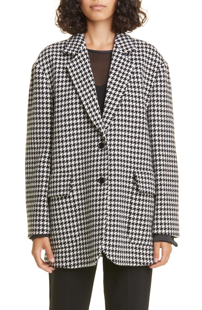 Max Mara Rosi Oversize Houndstooth Check Virgin Wool Jacket, Main, color,