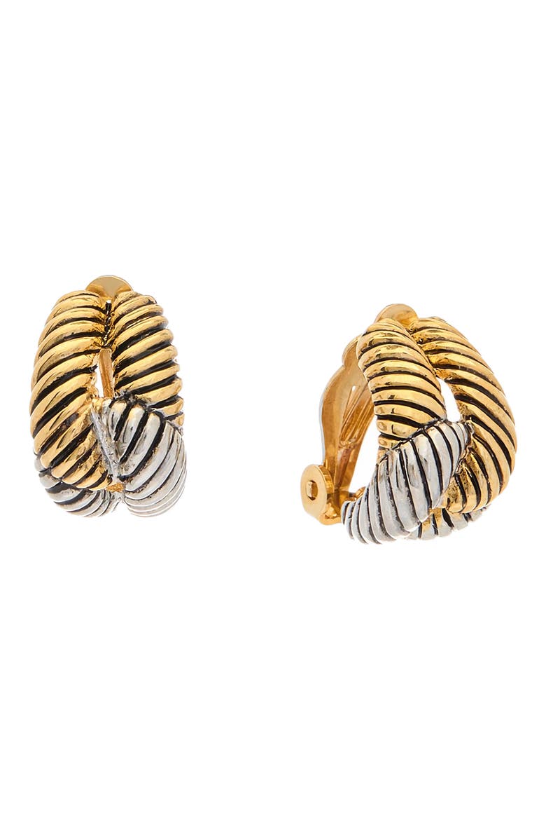 Textured Two-Tone Huggie Hoop Earrings, Main, color, TWO TONE