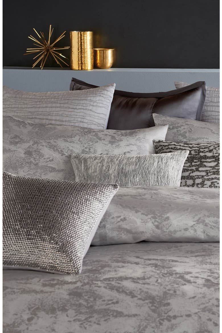 Luna Metallic Jacquard Duvet, Alternate, color, PLATINUM