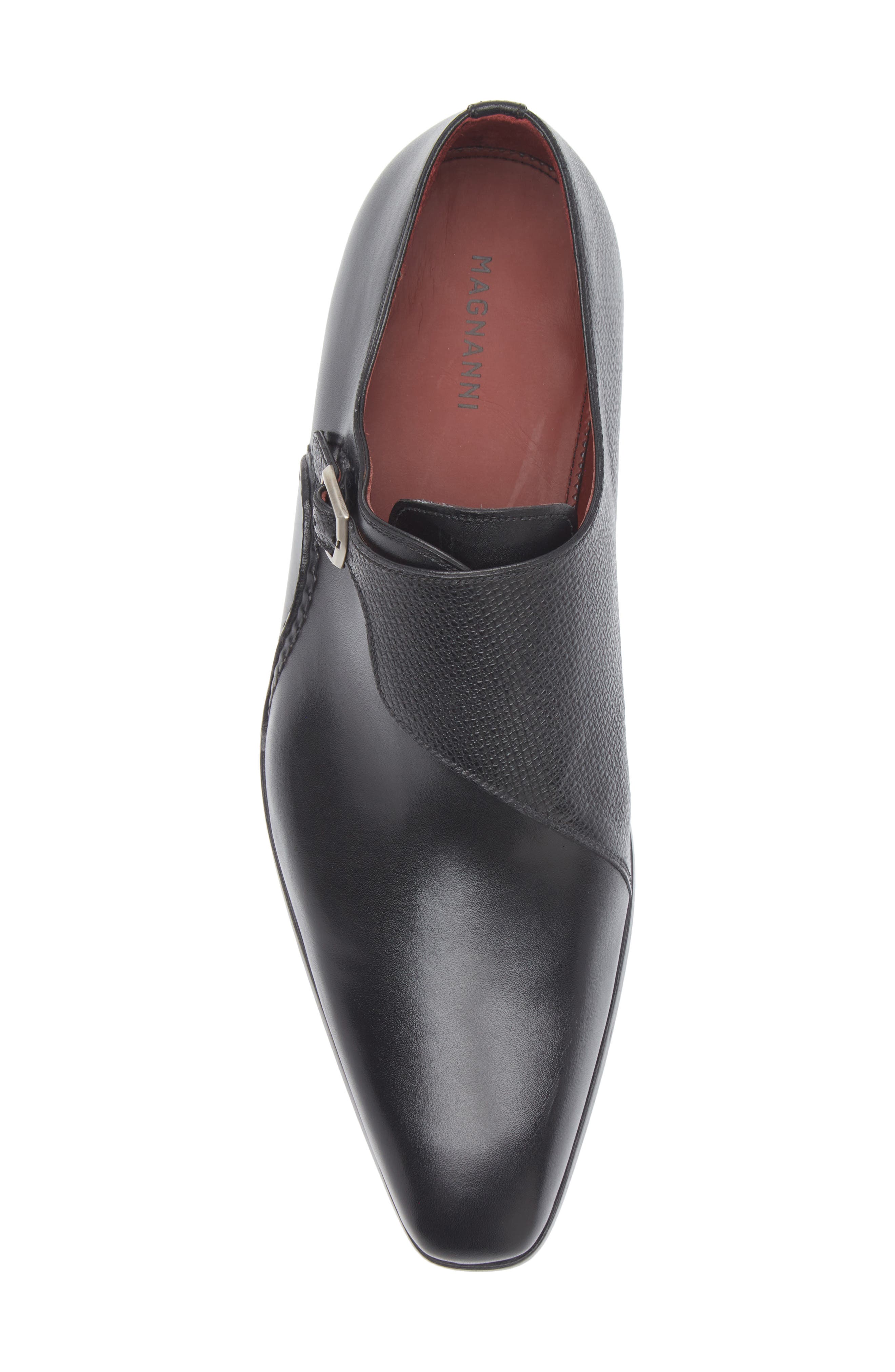 Magnanni Carver Plain Toe One Buckle Monk Shoe, Alternate, color, Black