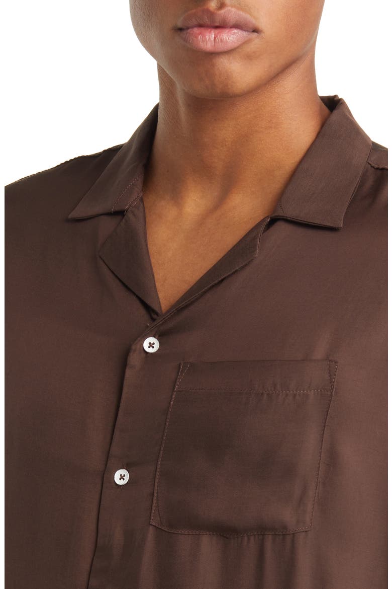 Rayon Button-Up Shirt, Alternate, color, BROWN