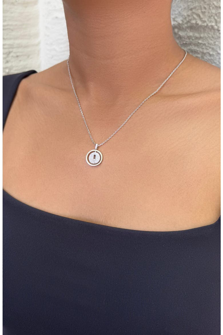 Cubic Zirconia Dancing Stone Pendant Necklace, Alternate, color, SILVER