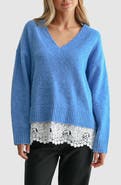 All in Favor Lace Hem V-Neck Sweater