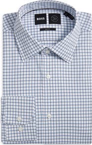 BOSS Hank Kent Slim Fit Check Performance Twill Dress Shirt
