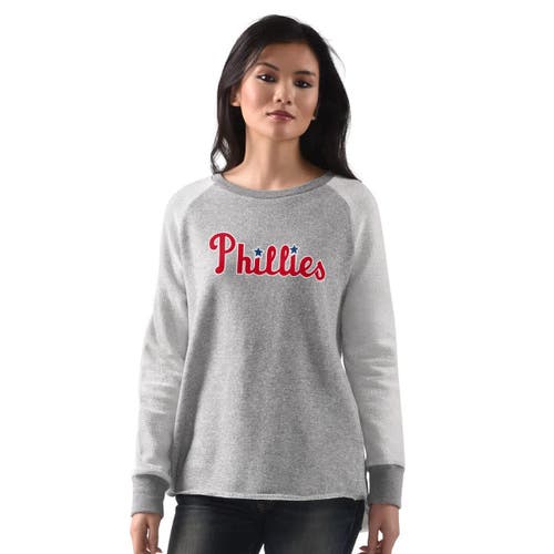 G-iii 4her By Carl Banks Heather Gray Philadelphia Phillies Gridiron Raglan Pullover Sweatshirt