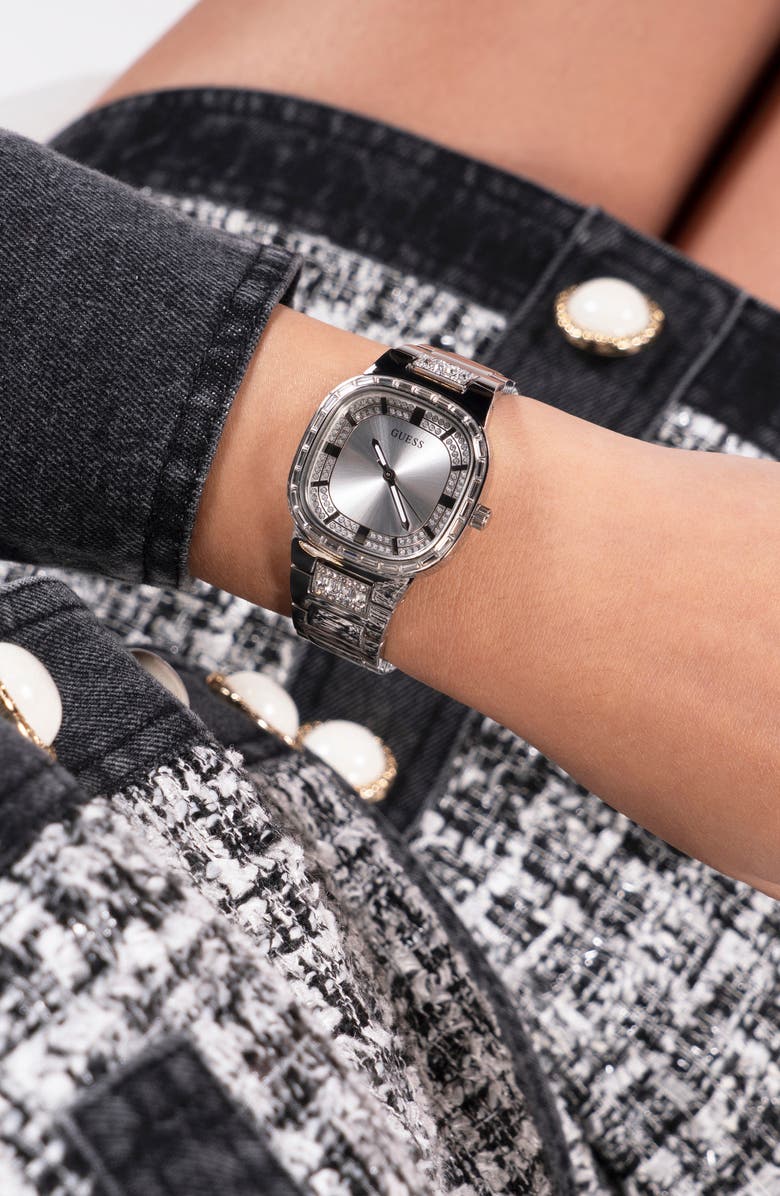 GUESS Crystal Square Bracelet Watch, 32mm, Alternate, color, 
