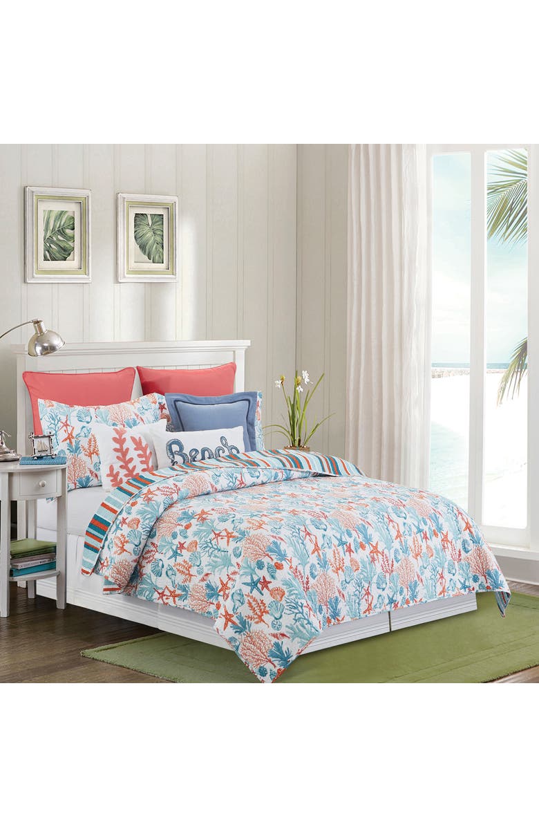 C&F Home Tangerine Coast Cotton Quilt Set - Reversible and Machine Washable, Main, color, Blue
