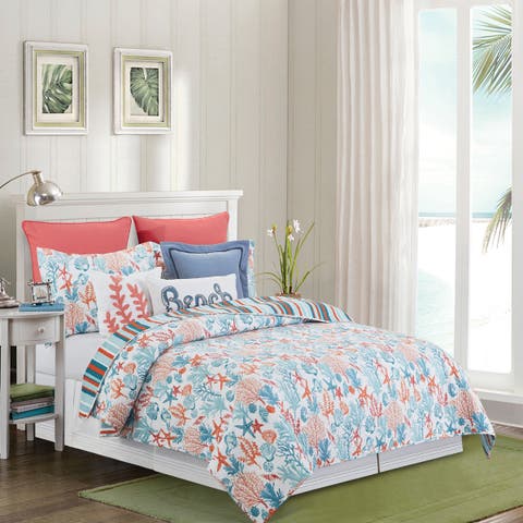Tangerine Coast Cotton Quilt Set - Reversible and Machine Washable