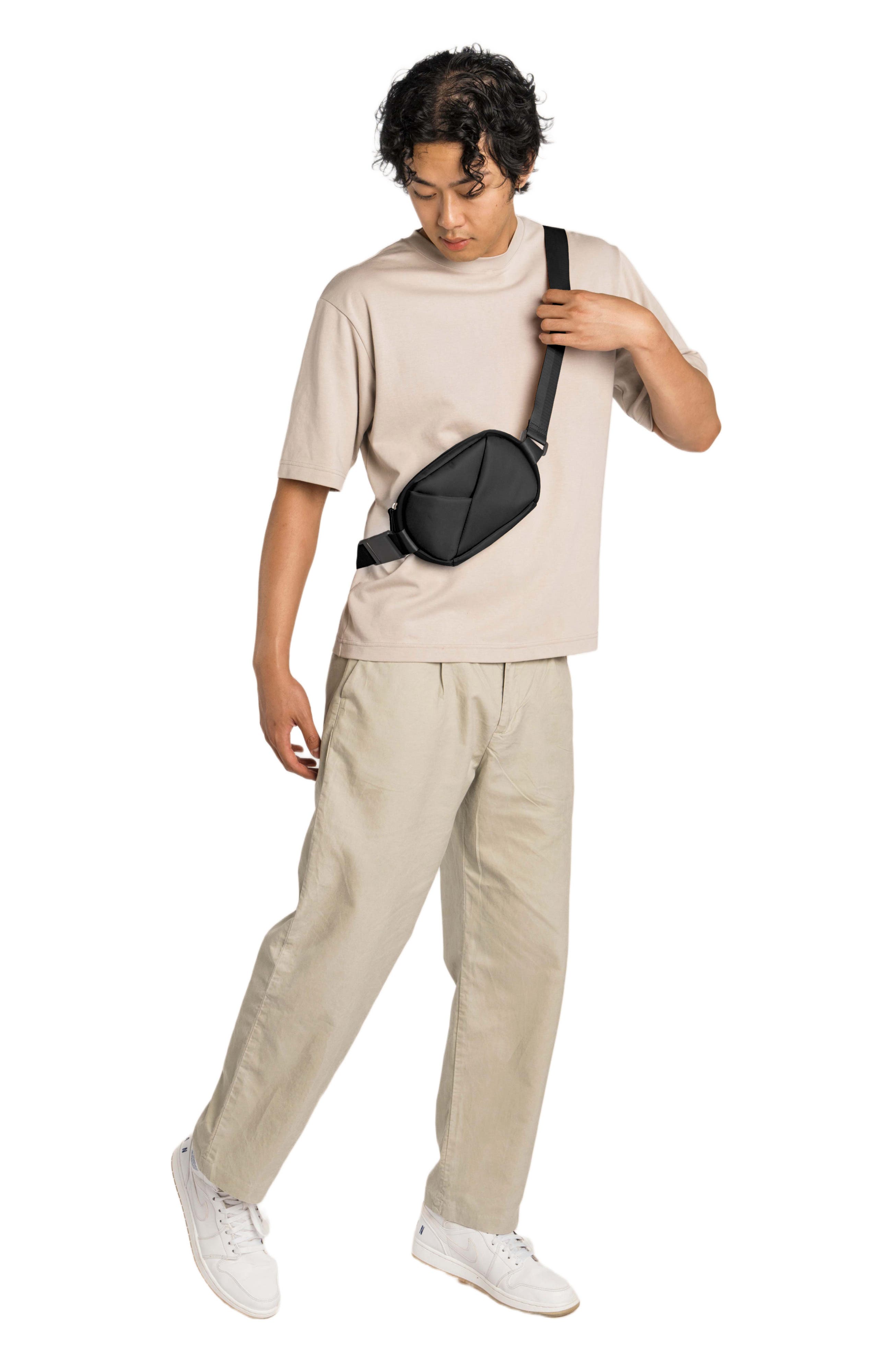 Lux and Nyx Origami Sling Bag and Belt Bag For Women, Alternate, color, Black