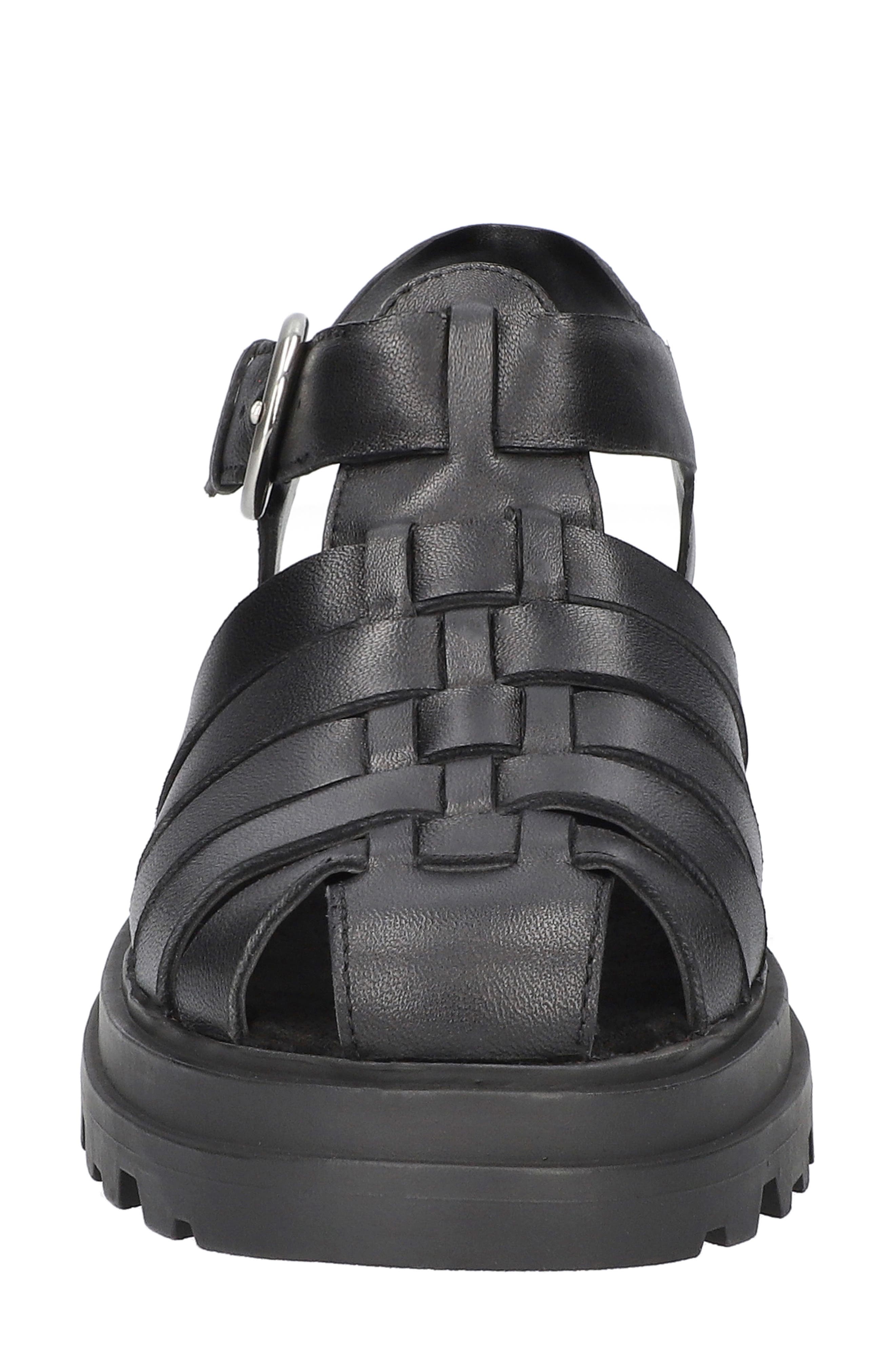 Bella Vita Sinclaire Fisherman Sandal, Alternate, color, Black Leather