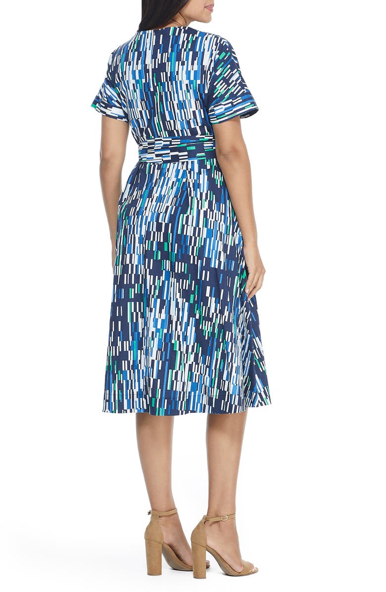 Maggy London Geo Print Wrap Midi Dress, Alternate, color, 