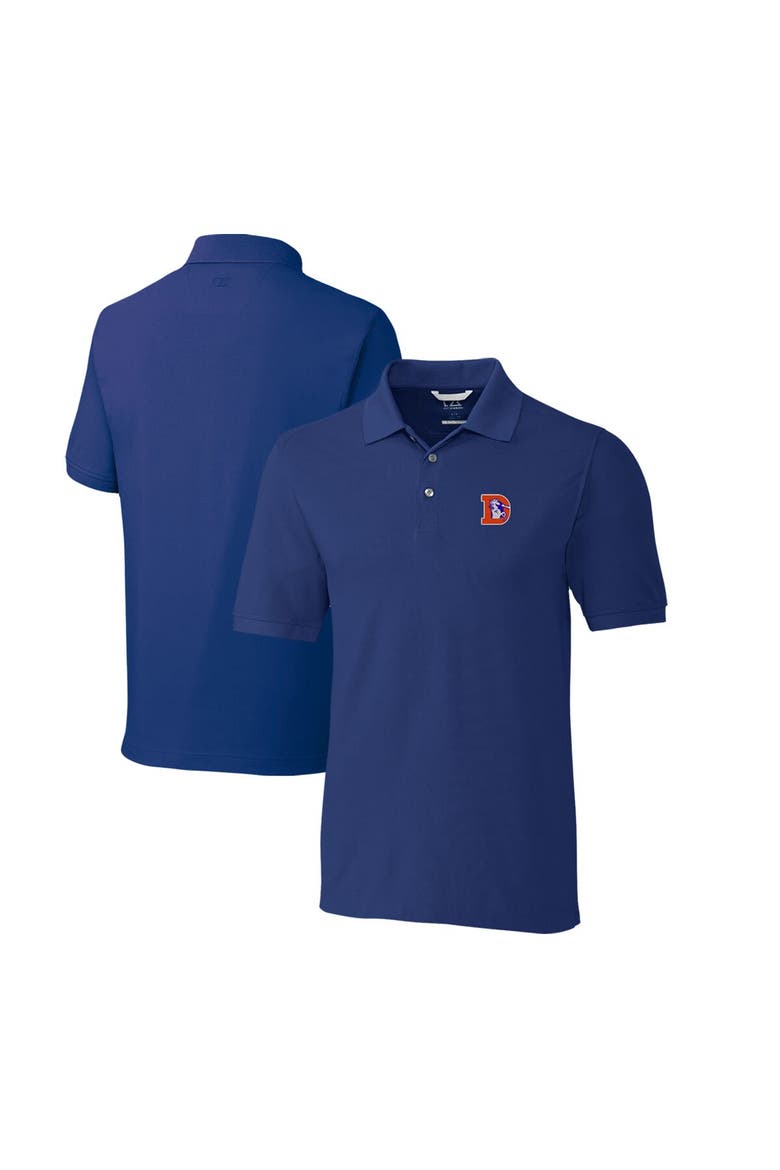 Men's Cutter & Buck Royal Denver Broncos Advantage Tri-Blend Pique Big & Tall Throwback Polo, Main, color, Royal