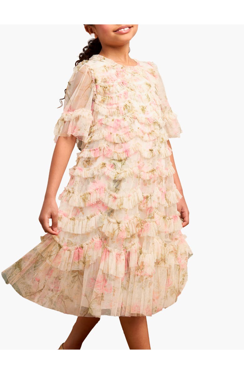 Needle & Thread Rose Scallop Ruffle Kids Dress, Main, color, Moonshine/Pink