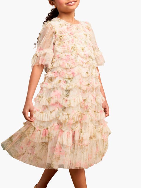Rose Scallop Ruffle Kids Dress