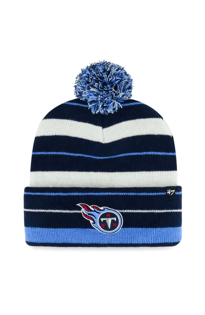 '47 Men's '47 Navy Tennessee Titans Powerline Cuffed Knit Hat with Pom, Main, color, Navy