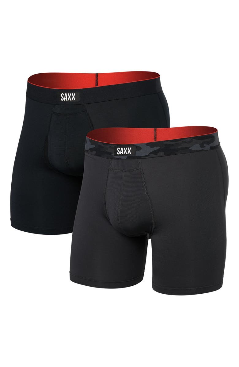 SAXX Assorted 2-Pack Multi-Sport Mesh Performance Boxer Briefs, Main, color, Remote Camo Wb/Black